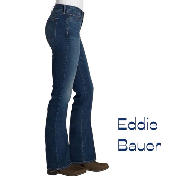 Eddie Bauer Classic Boot Cut High Rise Y2K Dark Wash Jeans Size 16S - Picture 1 of 12